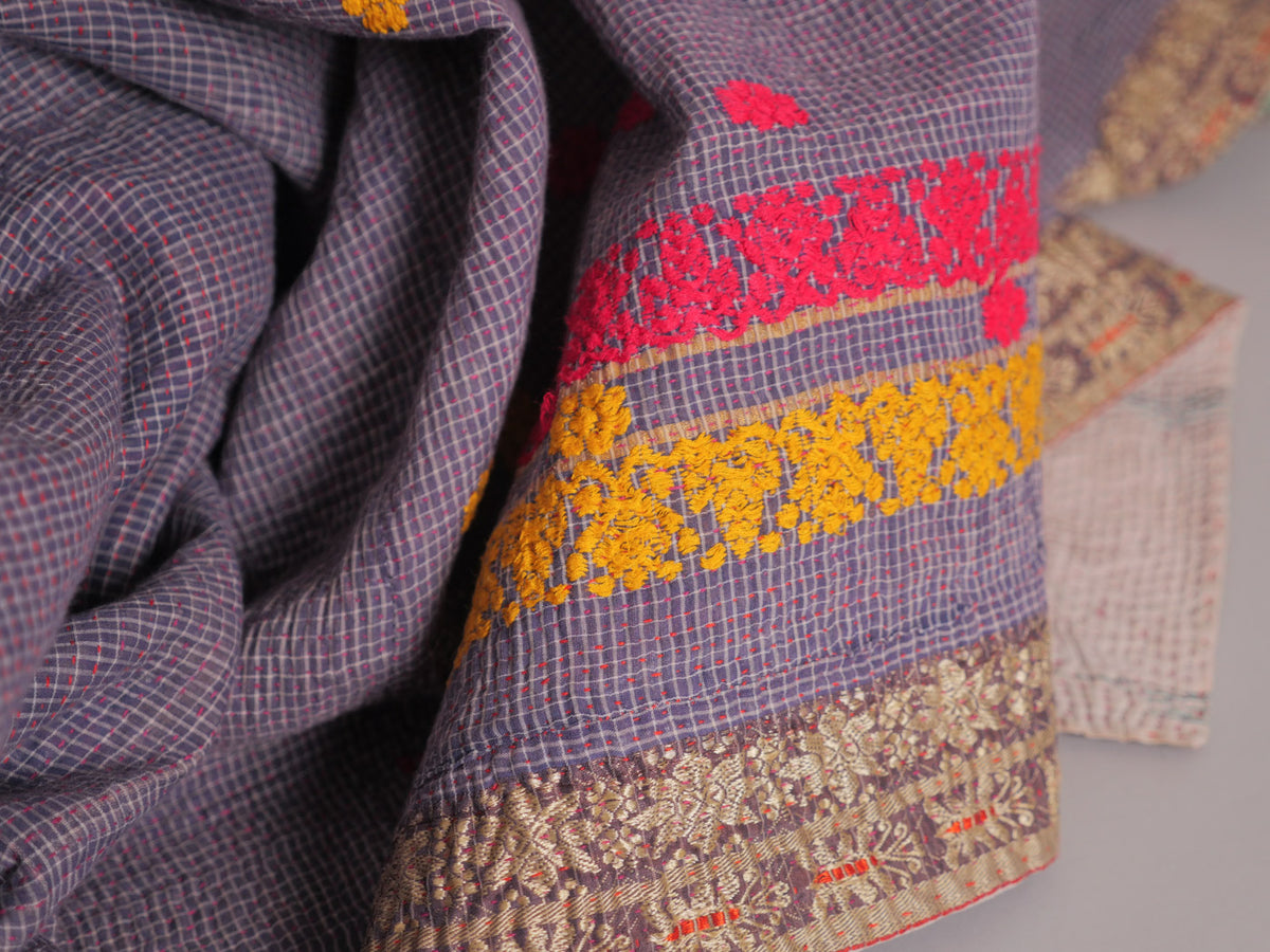 Couvre-lit Kantha Vintage en Coton Recyclé