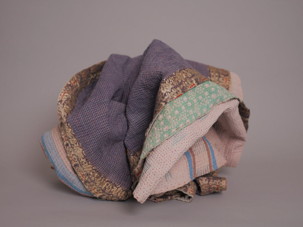Couvre-lit Kantha Vintage en Coton Recyclé