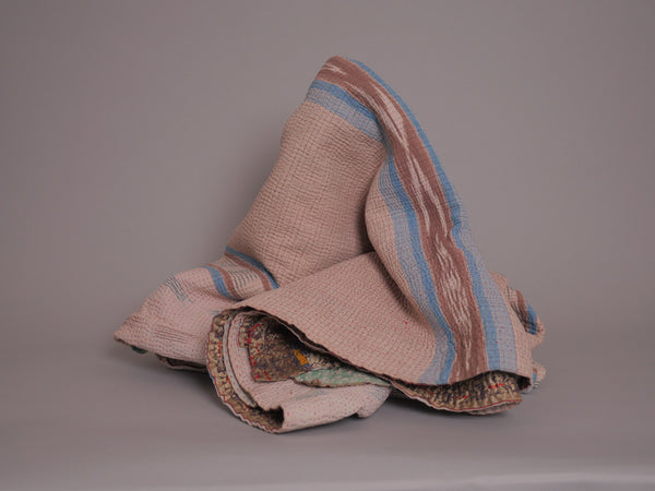 Couvre-lit Kantha Vintage en Coton Recyclé