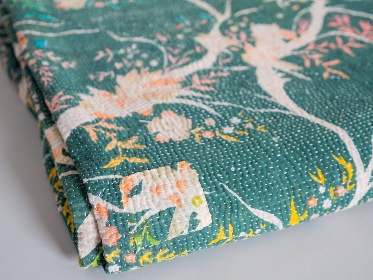 Vintage kantha Forest Green