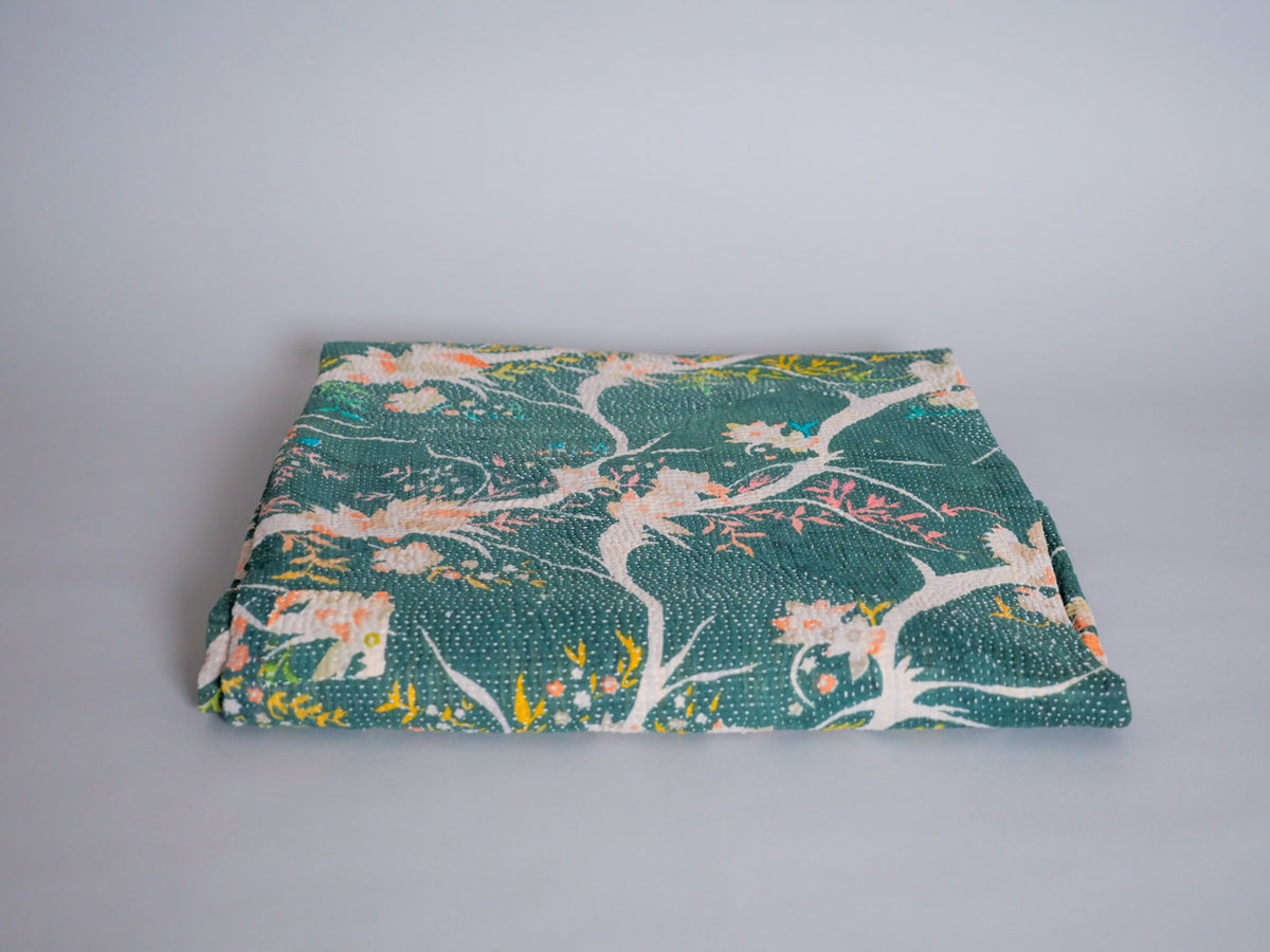Vintage kantha Forest Green Image principale du produit