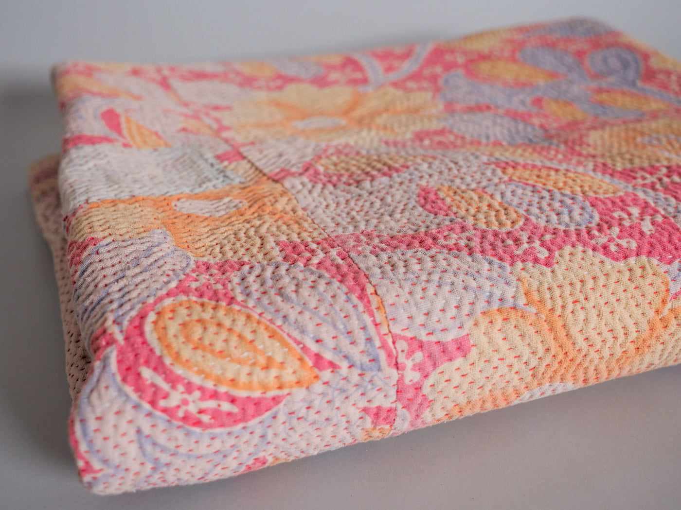 Plaid en coton vintage kantha