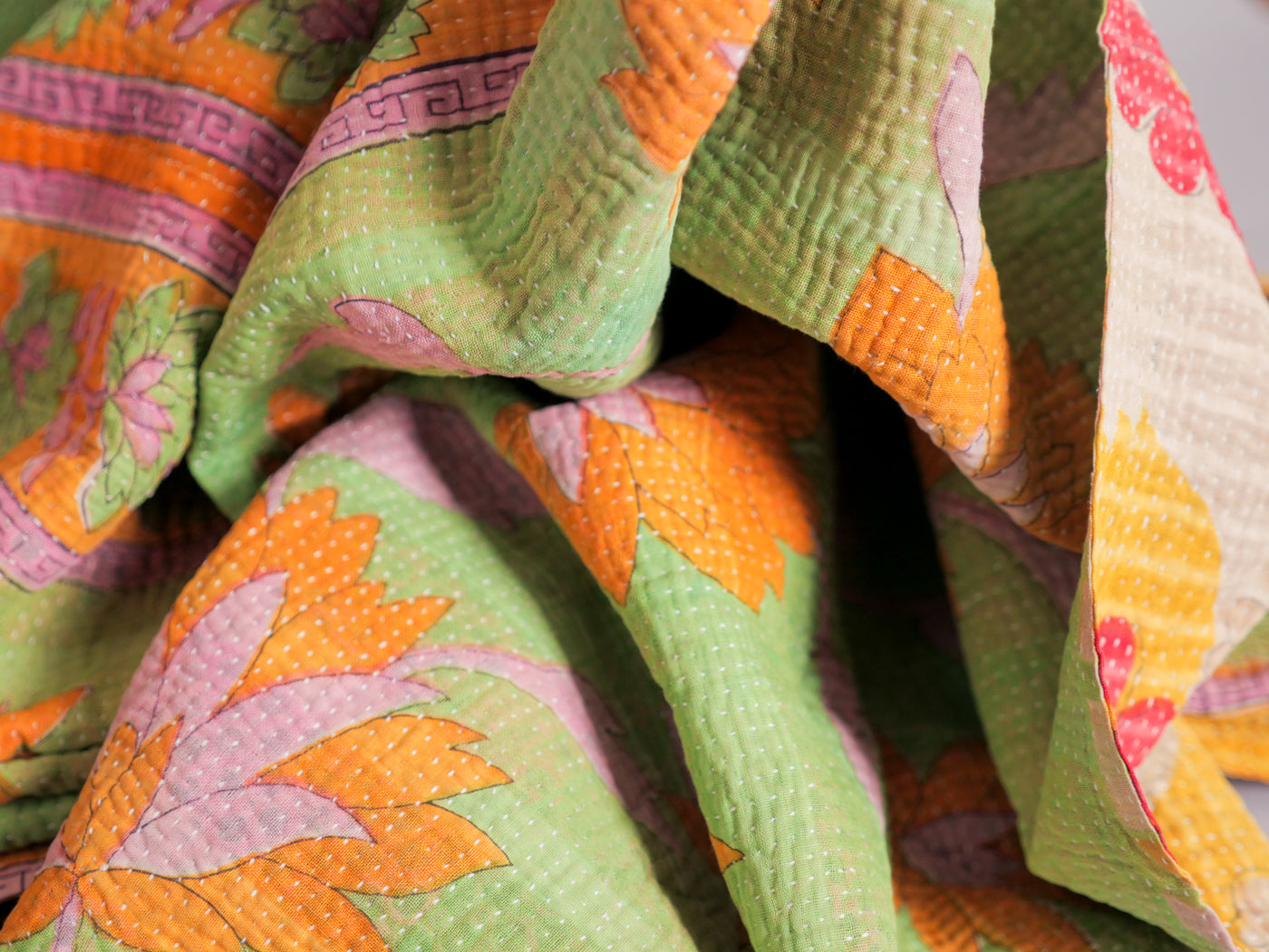 Party peonies kantha