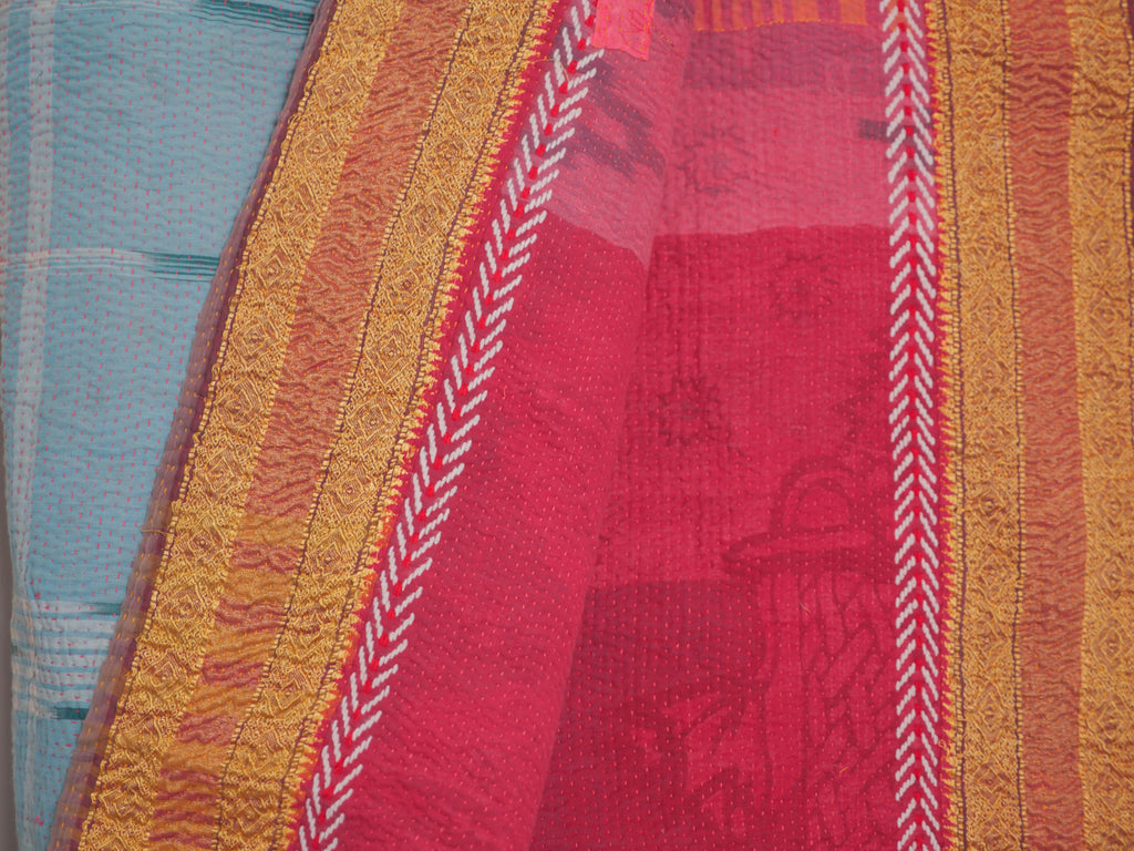 Vintage Kantha couvre it, brodé main