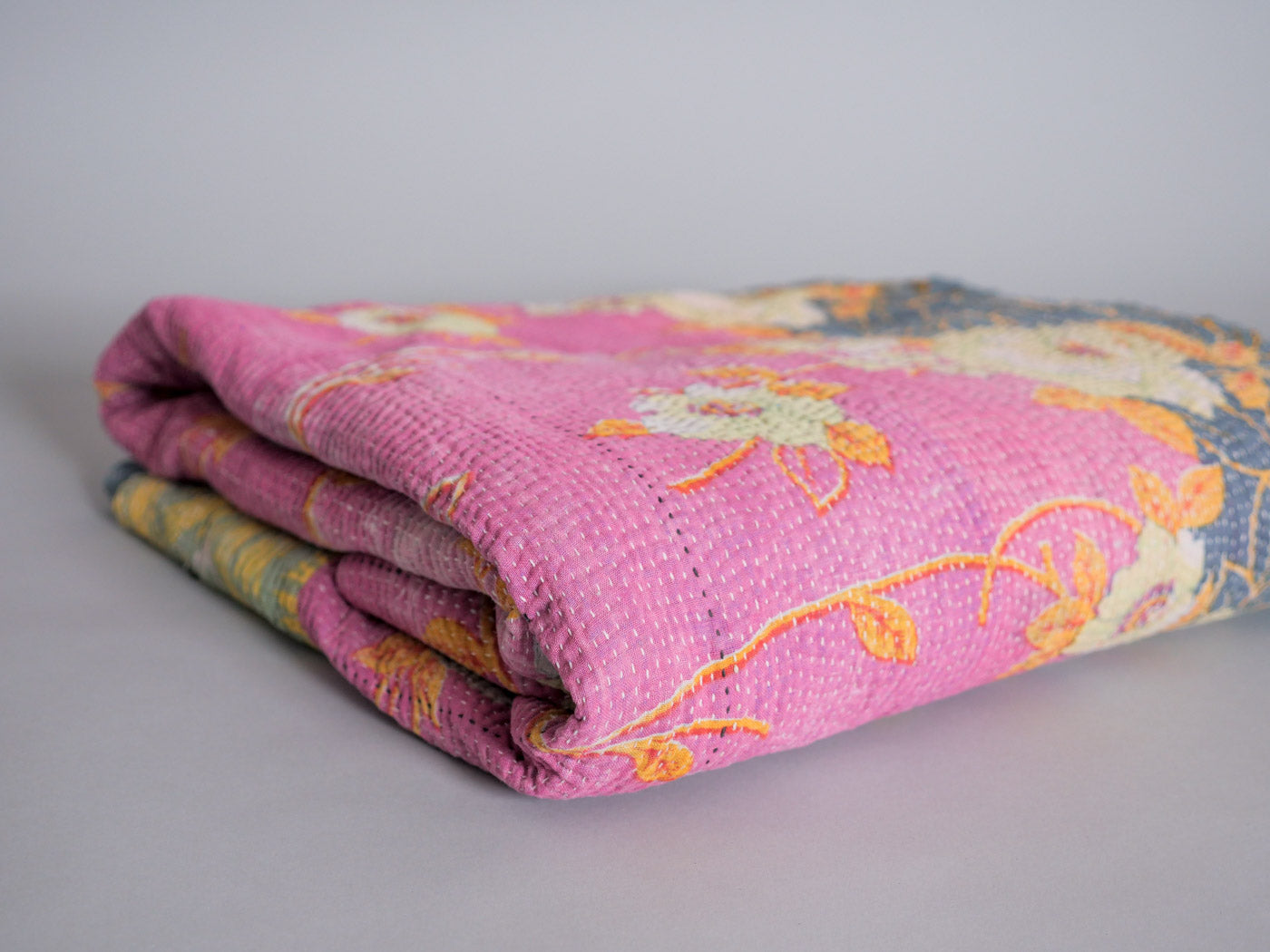 Plaid kantha vintage coton