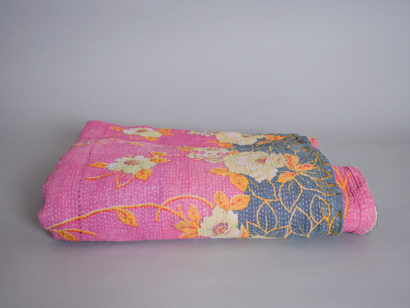 Plaid kantha vintage coton