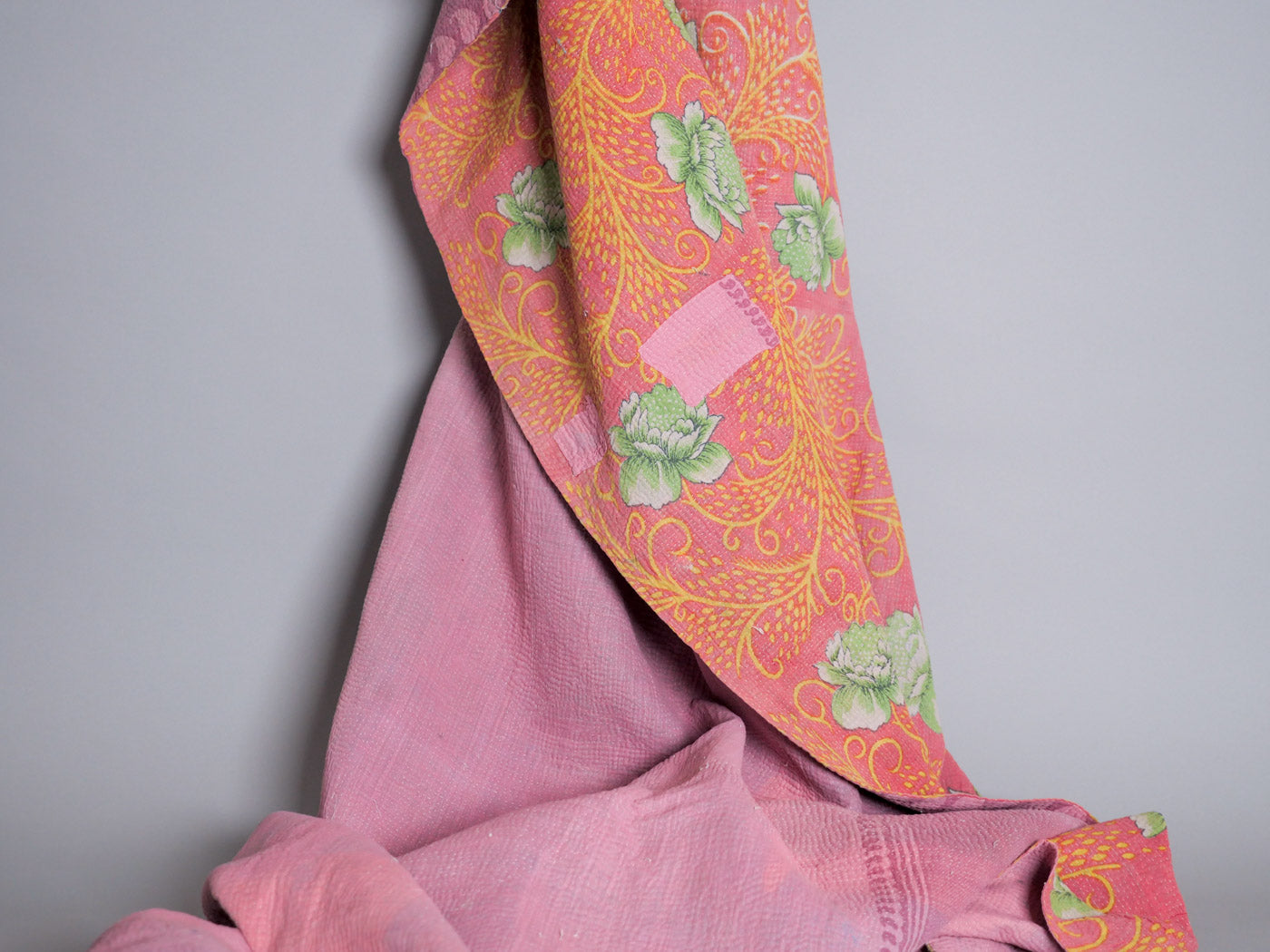 Vintage kantha plaid en coton recyclé