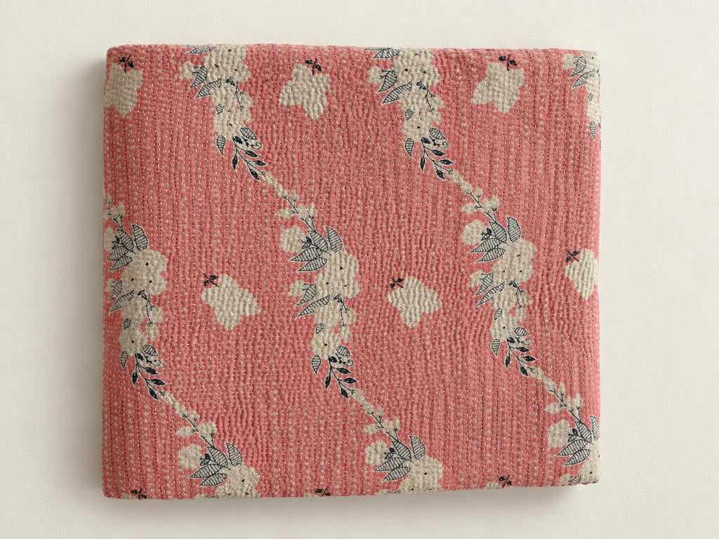 Pale pink and blue vintage throw
