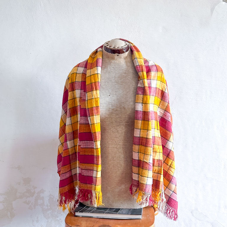 Handwoven eri silk scarf, Turmeric & Madder Secondary image