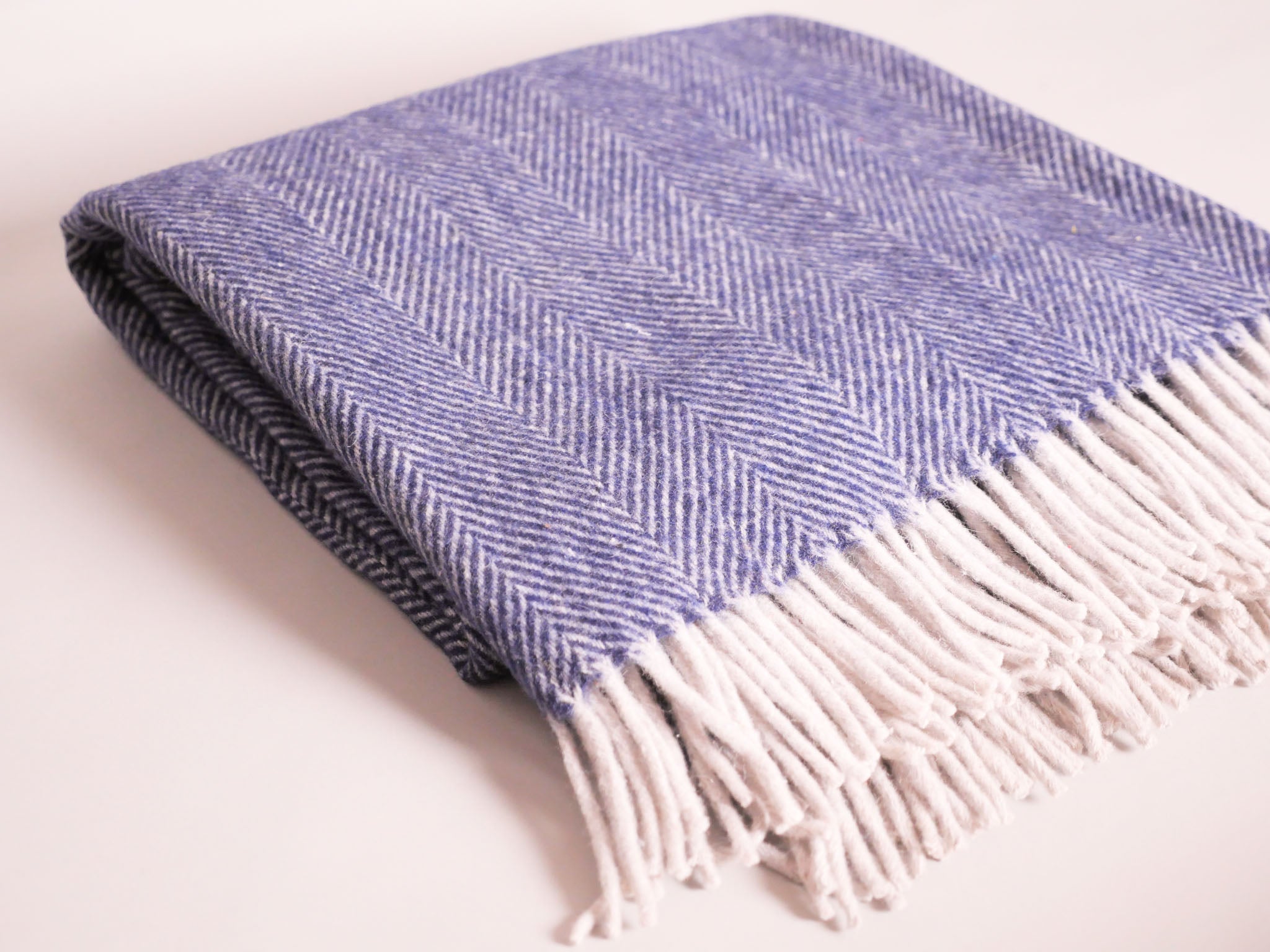 Plaid en laine tissé main, bleu