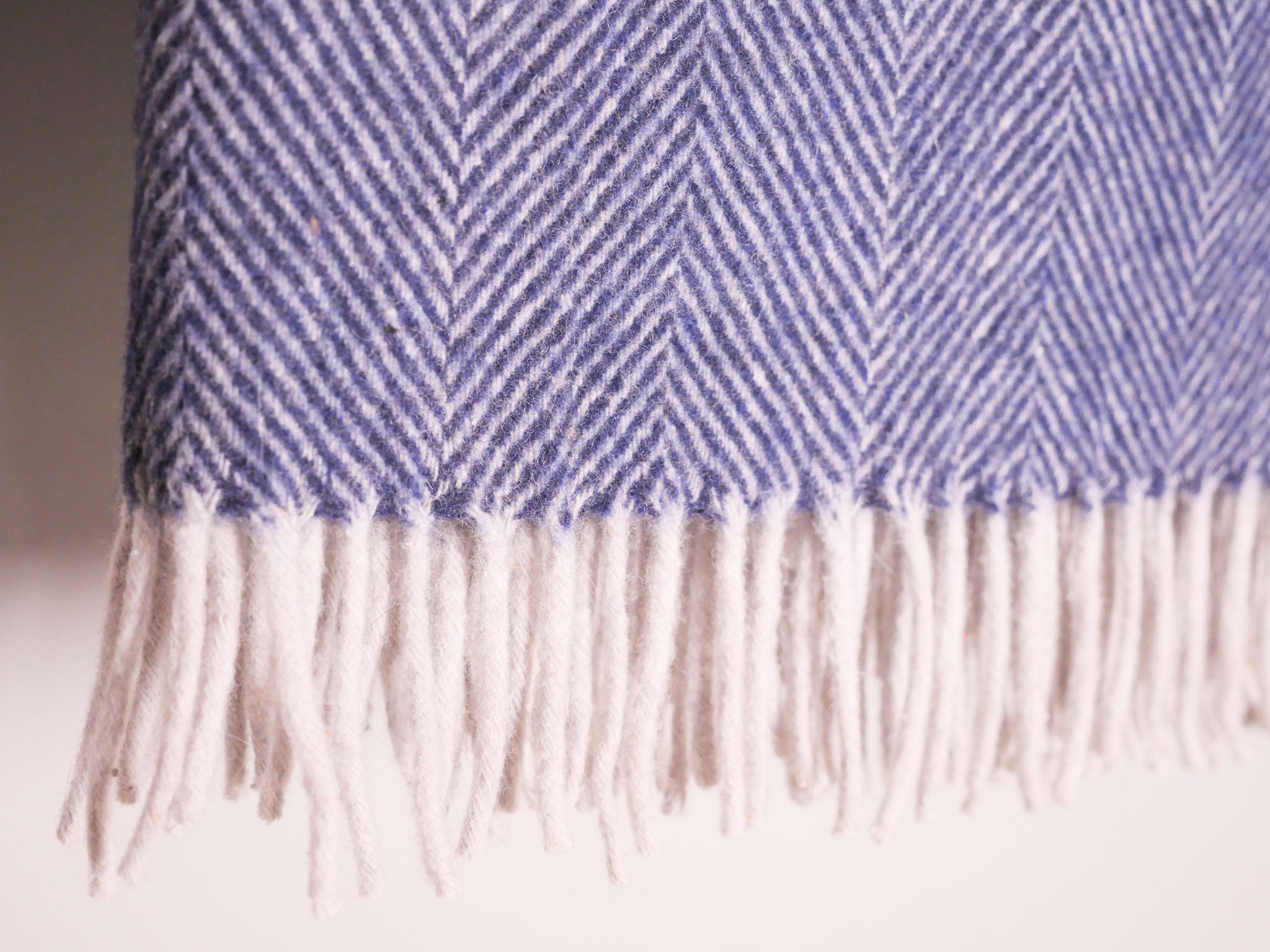 Plaid en laine tissé main, bleu