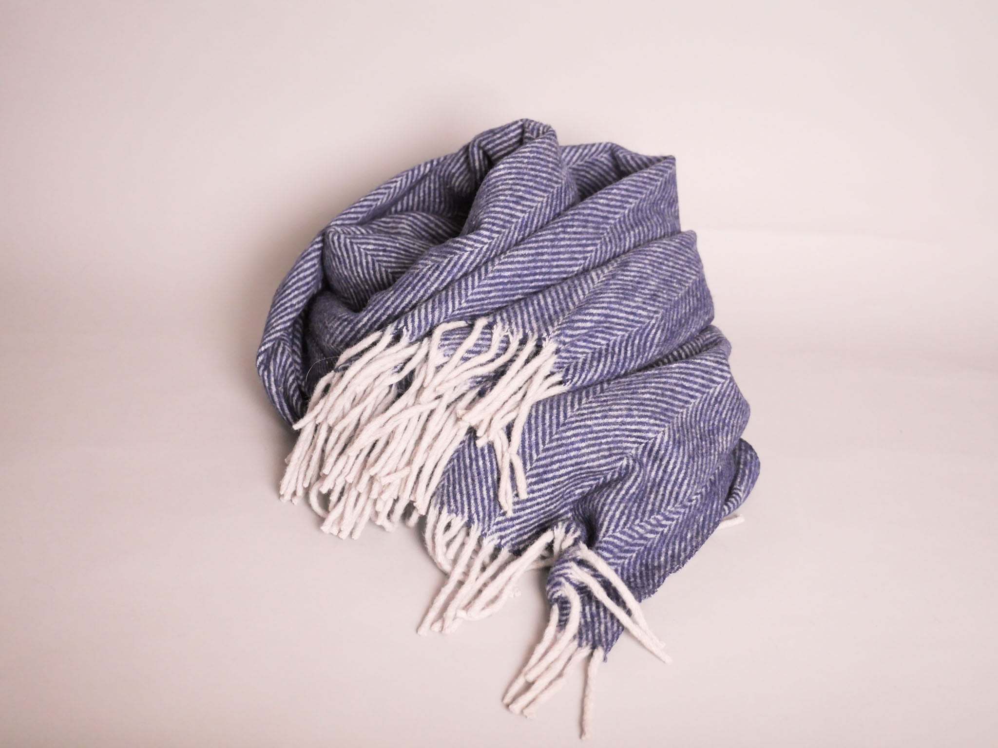 Plaid en laine tissé main, bleu