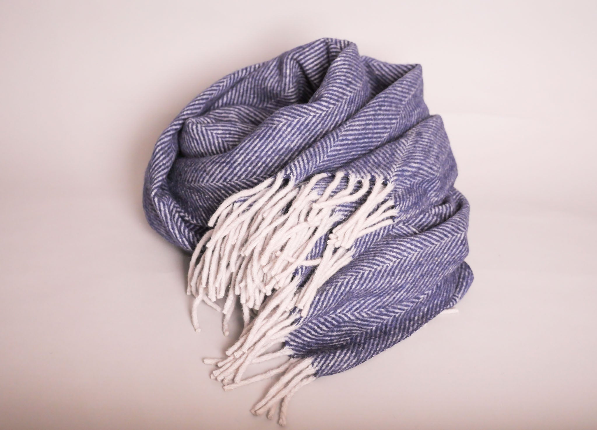 Plaid en laine tissé main, bleu