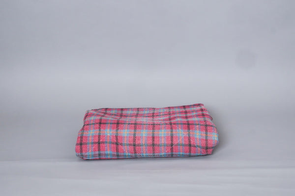 Kantha sari couvre-lit, Tartan No.21 coton recyclé brodé à la main