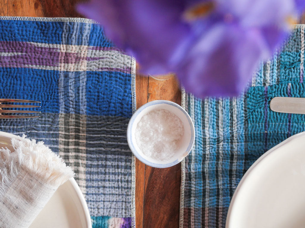 Set de table fait main avec du coton recyclée. 