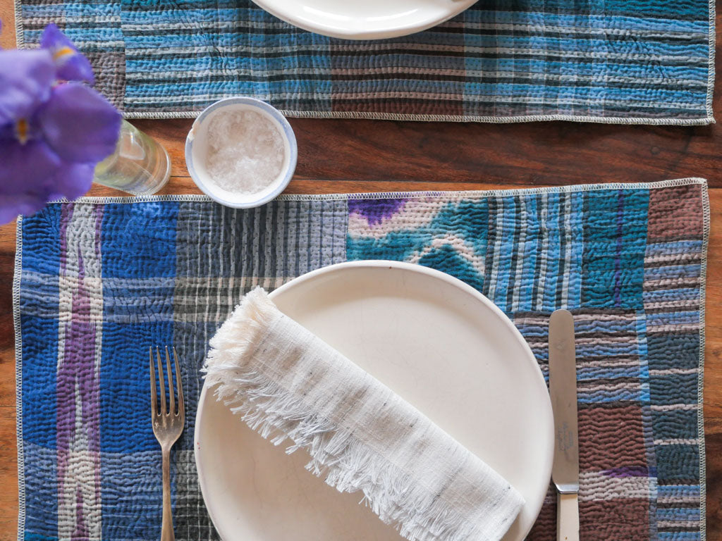 Set de table fait main avec du coton recyclée. 