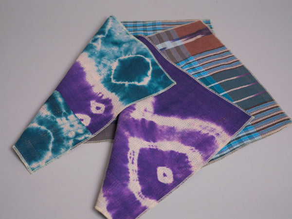 Lot de 2 Sets Table Vintage Kantha, Bleu Violet Graphic