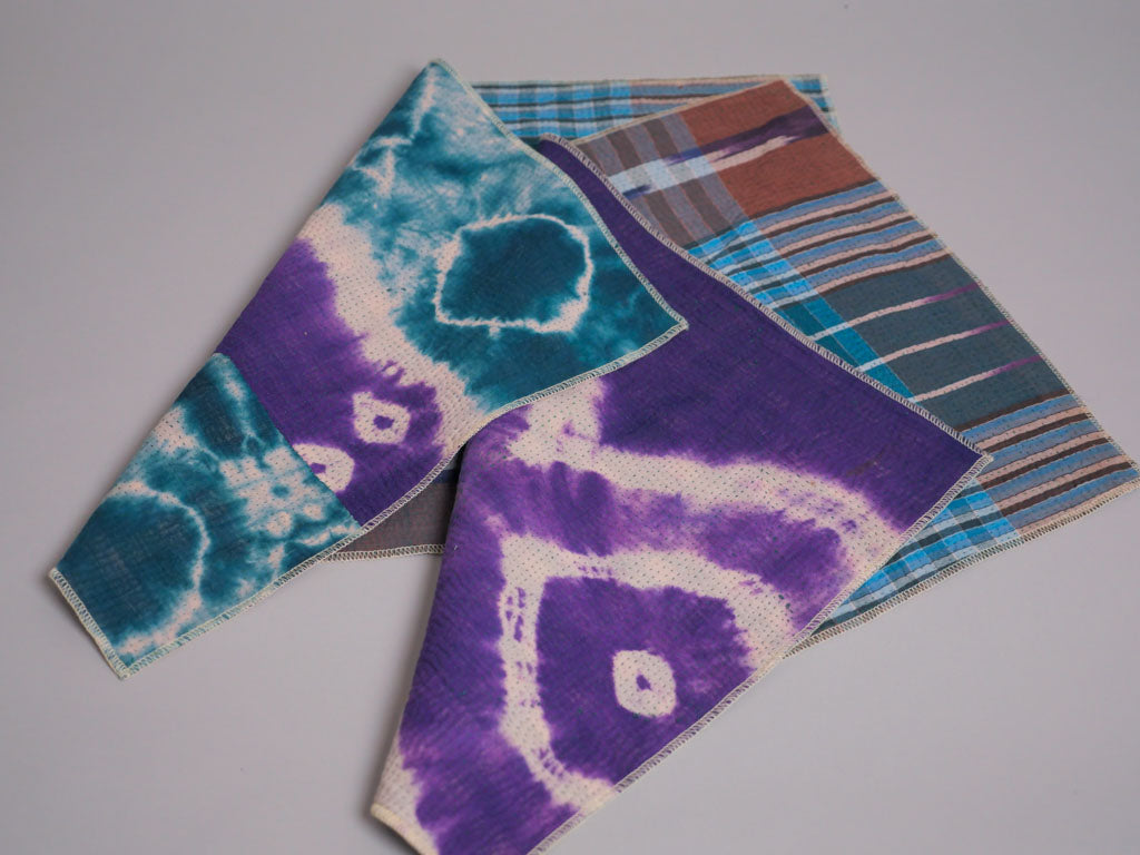 Lot de 2 Sets Table Vintage Kantha, Bleu Violet Graphic