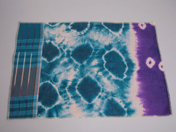 Lot de 2 Sets Table Vintage Kantha, Bleu Violet Graphic