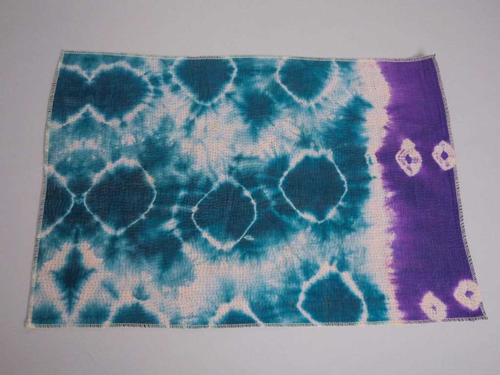 Lot de 2 Sets Table Vintage Kantha, Bleu Violet Graphic