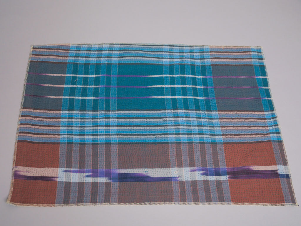 Lot de 2 Sets Table Vintage Kantha, Bleu Violet Graphic