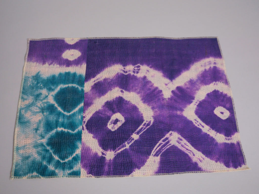 Lot de 2 Sets Table Vintage Kantha, Bleu Violet Graphic