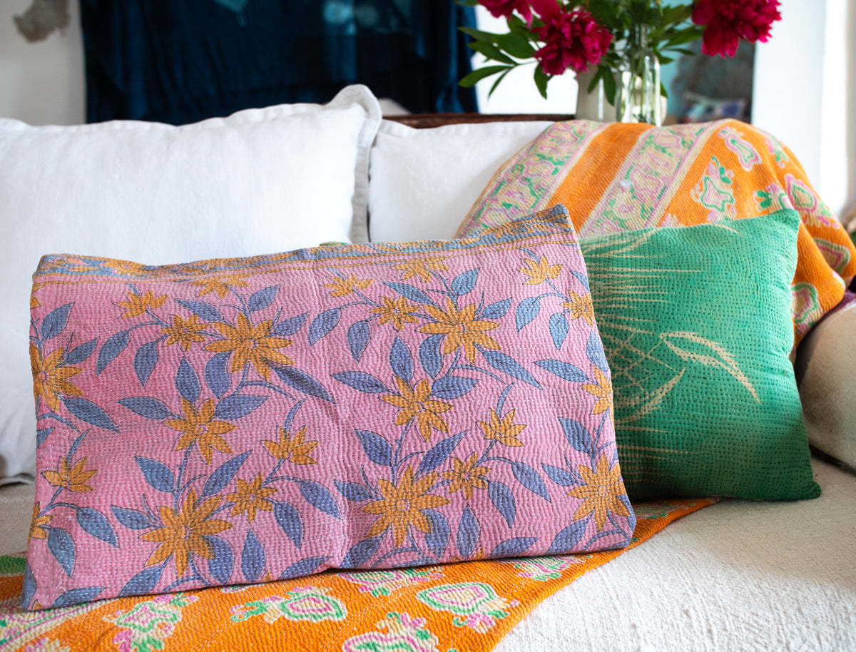 Housse de coussin kantha