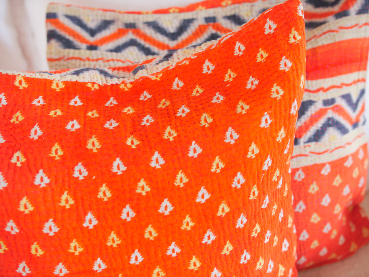Poppy Fields, Kantha Vintage housse de coussin
