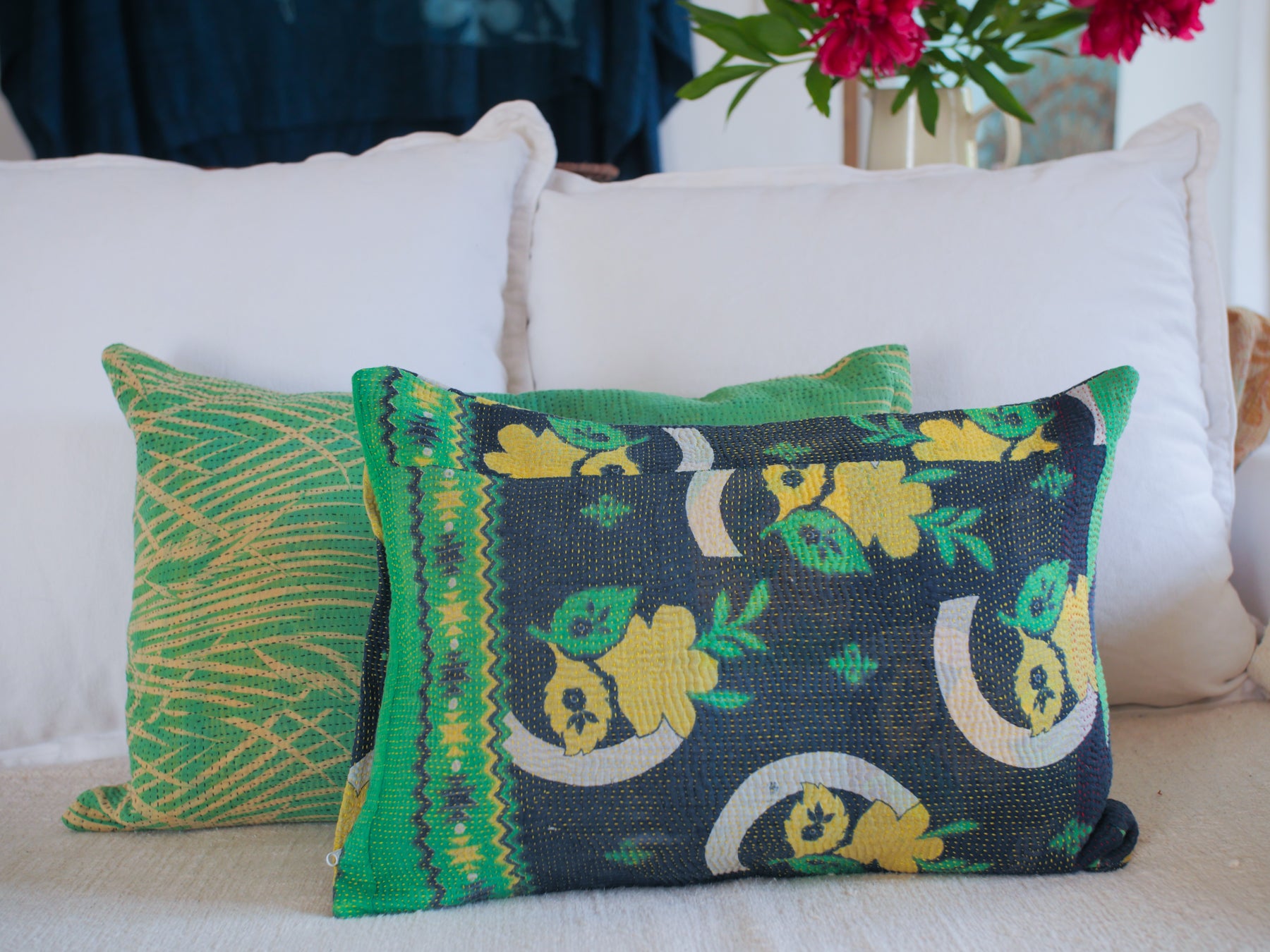Housse de coussin kantha
