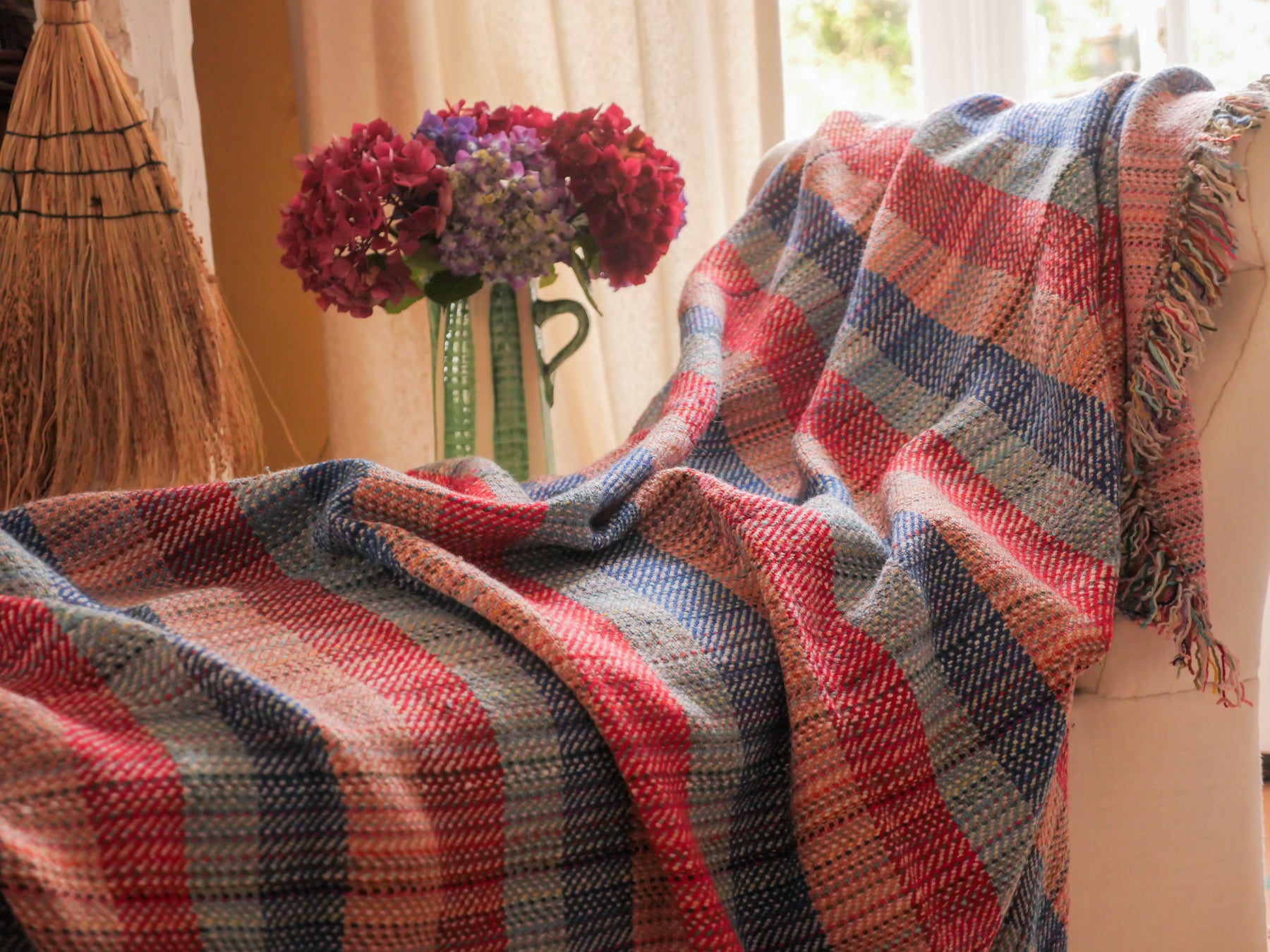 Plaid khadi en laine tissé main