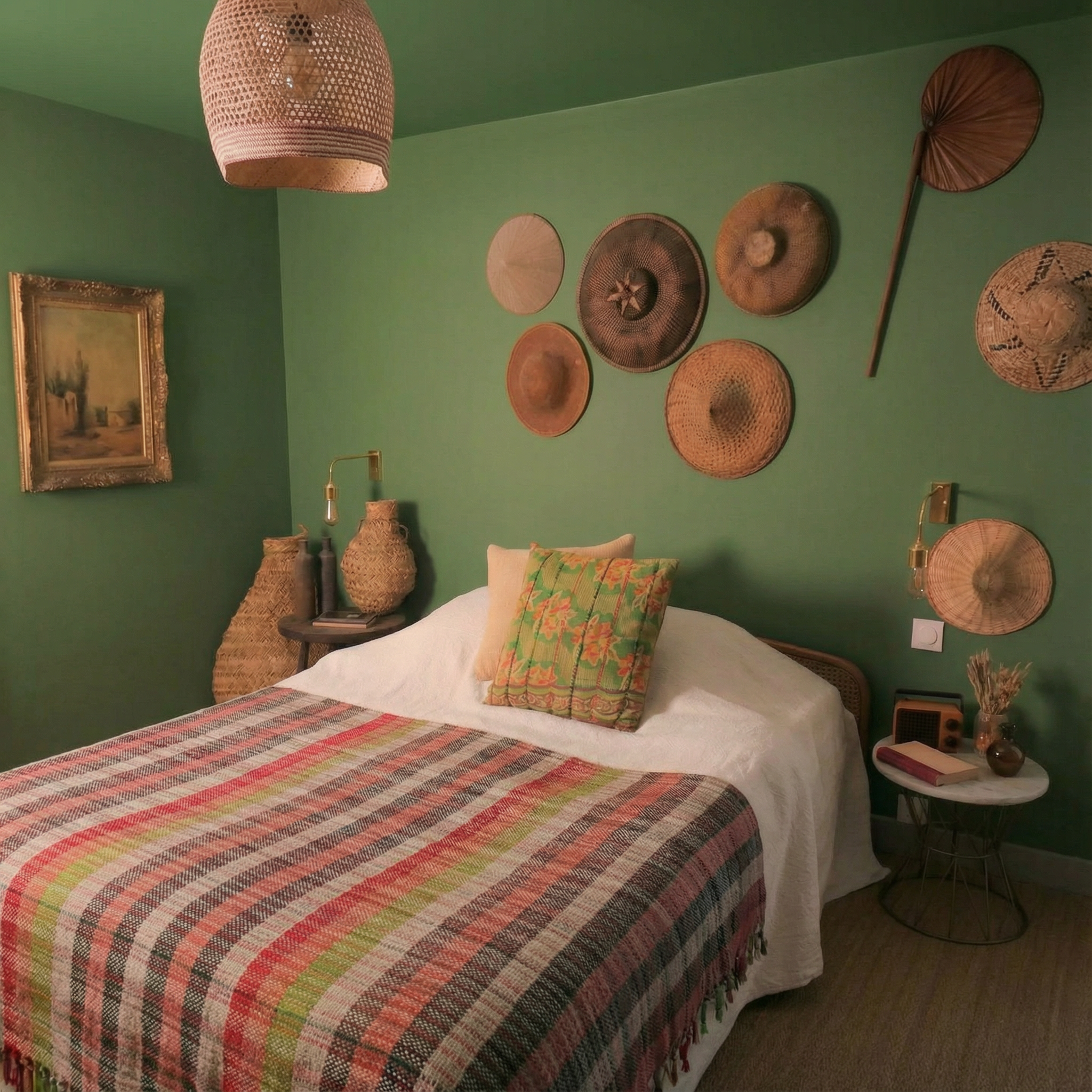 Plaid en laine recyclé tissé main.