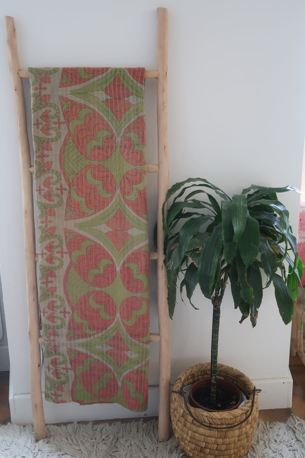 Kantha sari couvre-lit No.1, coton recyclé brodé à la main