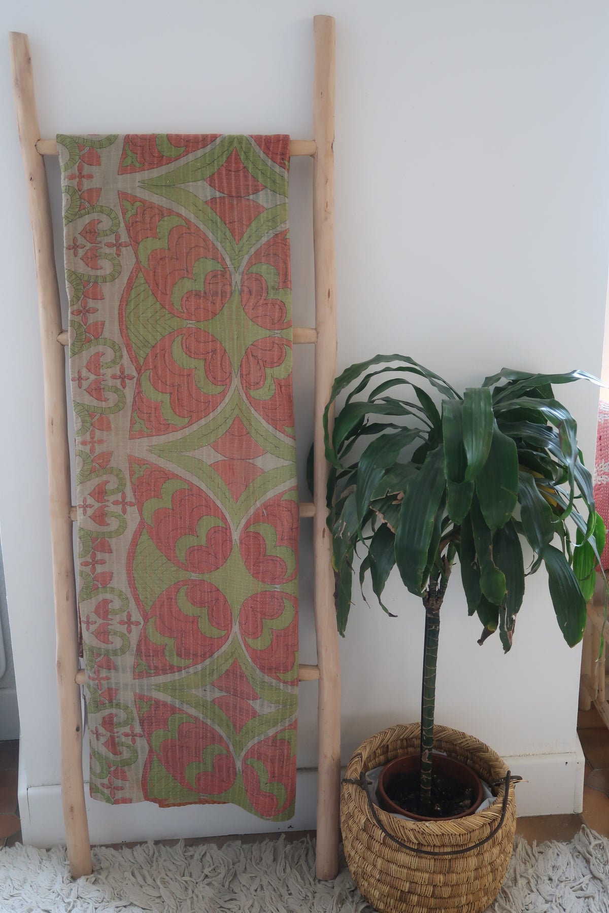 Kantha sari couvre-lit No.1, coton recyclé brodé à la main