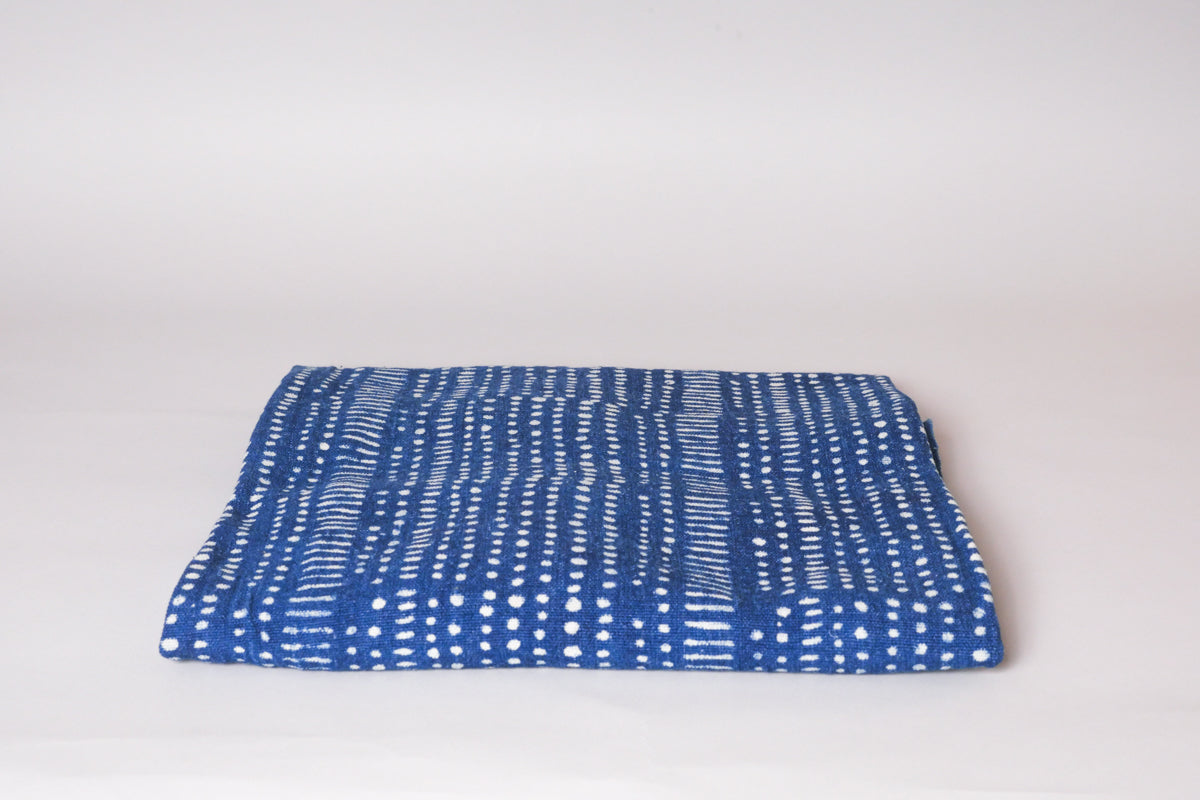 Nappe, couverture en coton tissé main, indigo