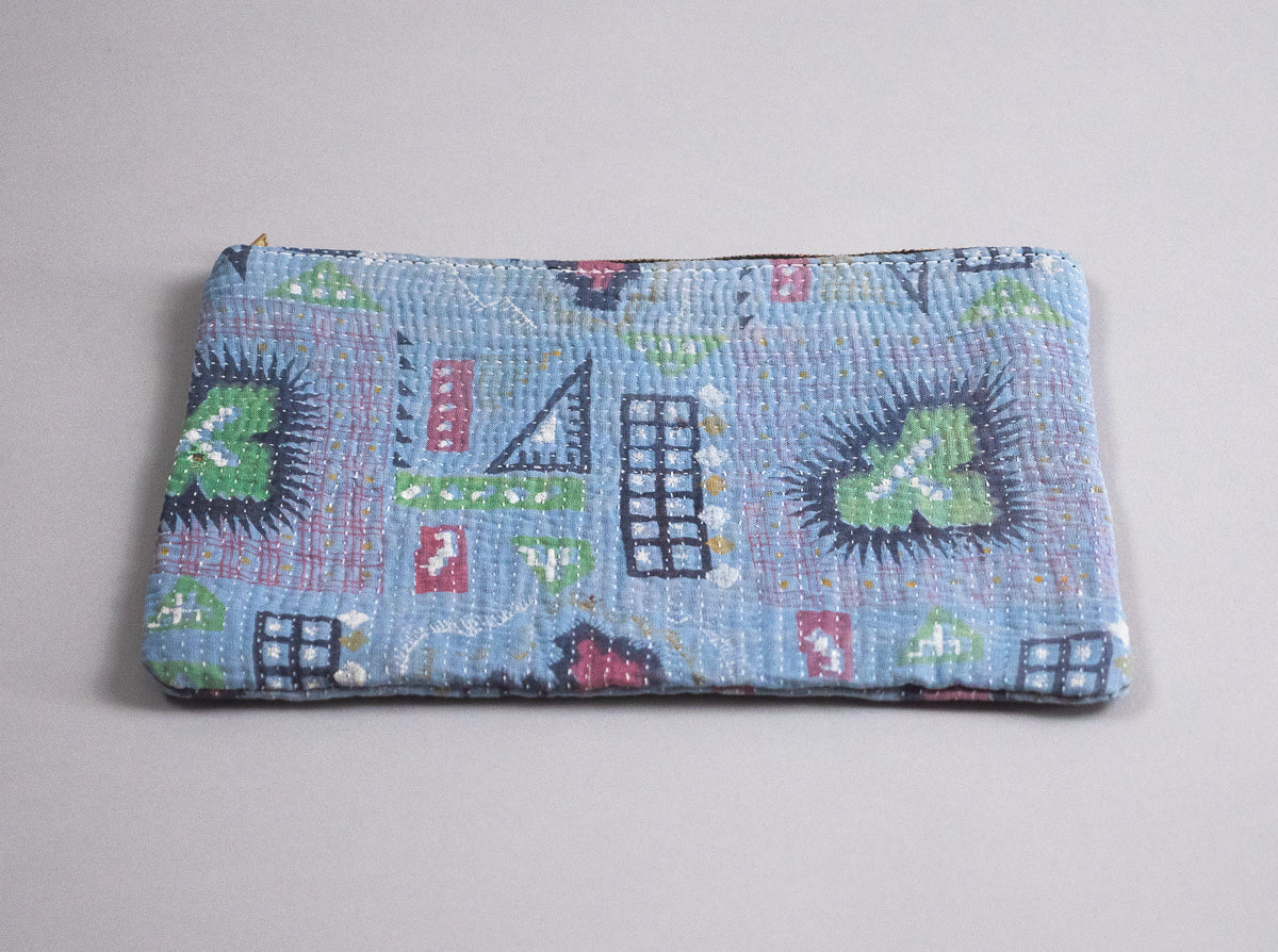 Kantha trousse en coton recyclé.
