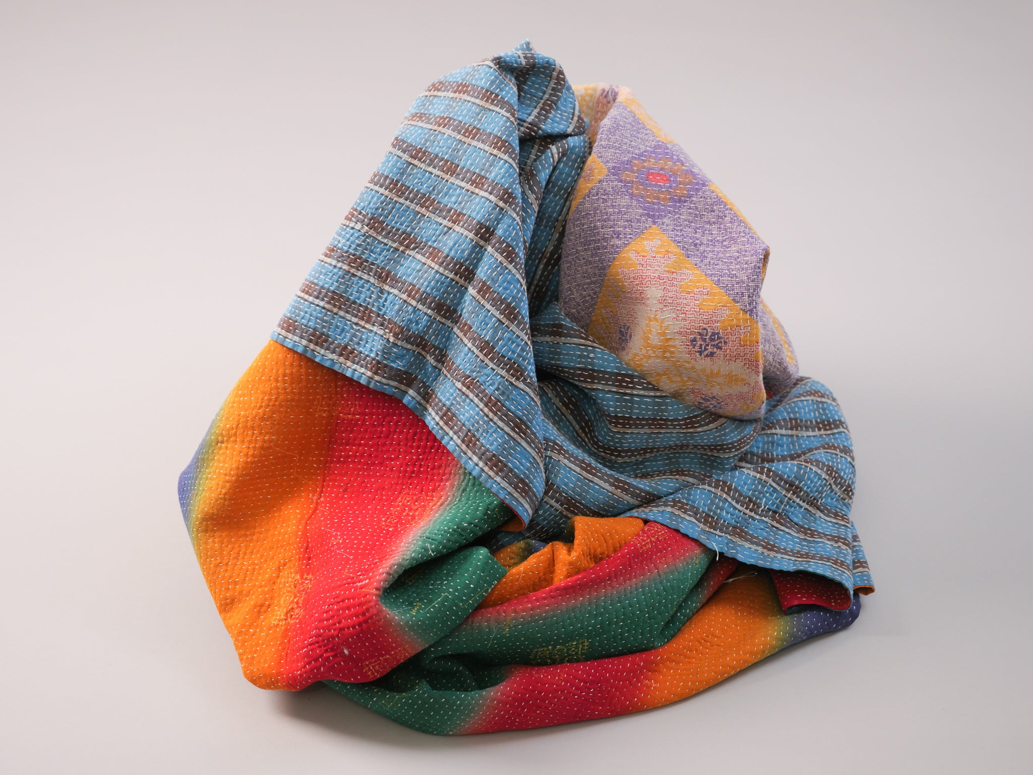 Kantha couvre lit en sari recyclé