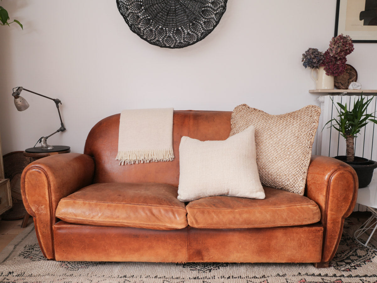 Plaid en laine d'agneau merino, beige/basswood. Image secondaire du produit