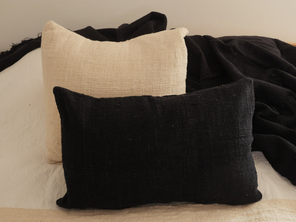Plaid en coton recyclé noir