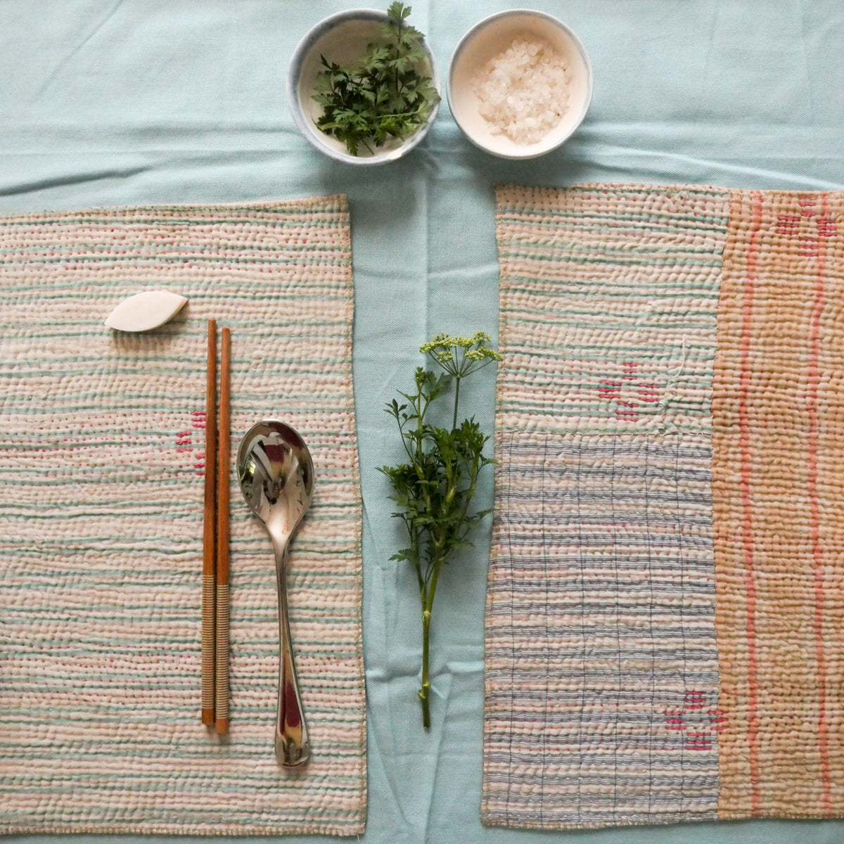 Set de tables réversibles en coton vintage