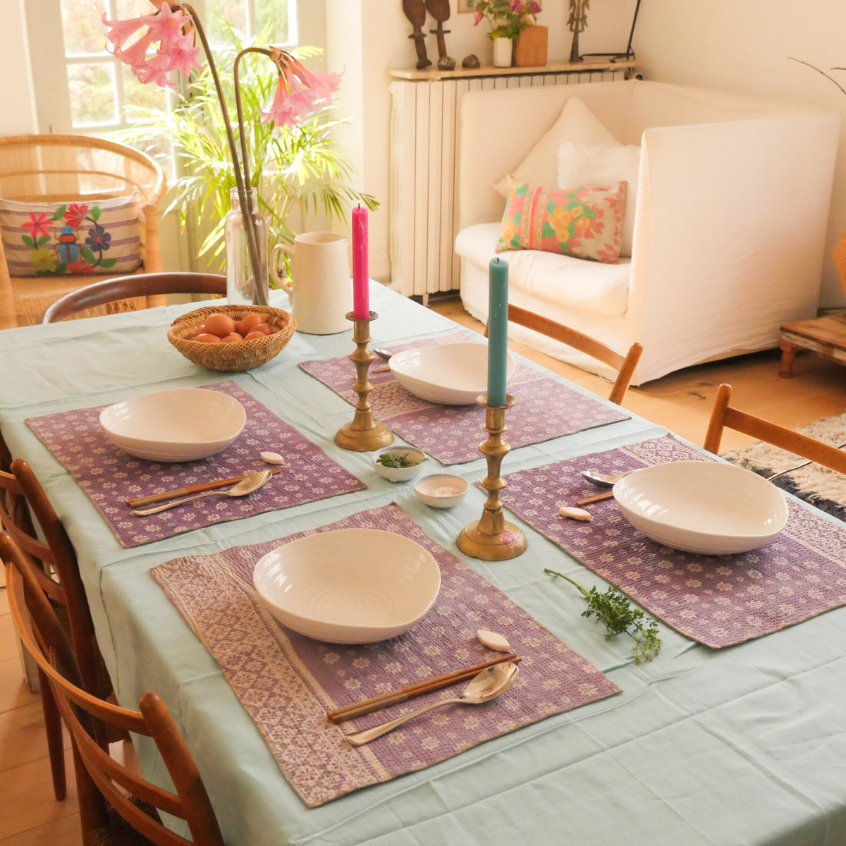 Set de tables réversibles en coton vintage