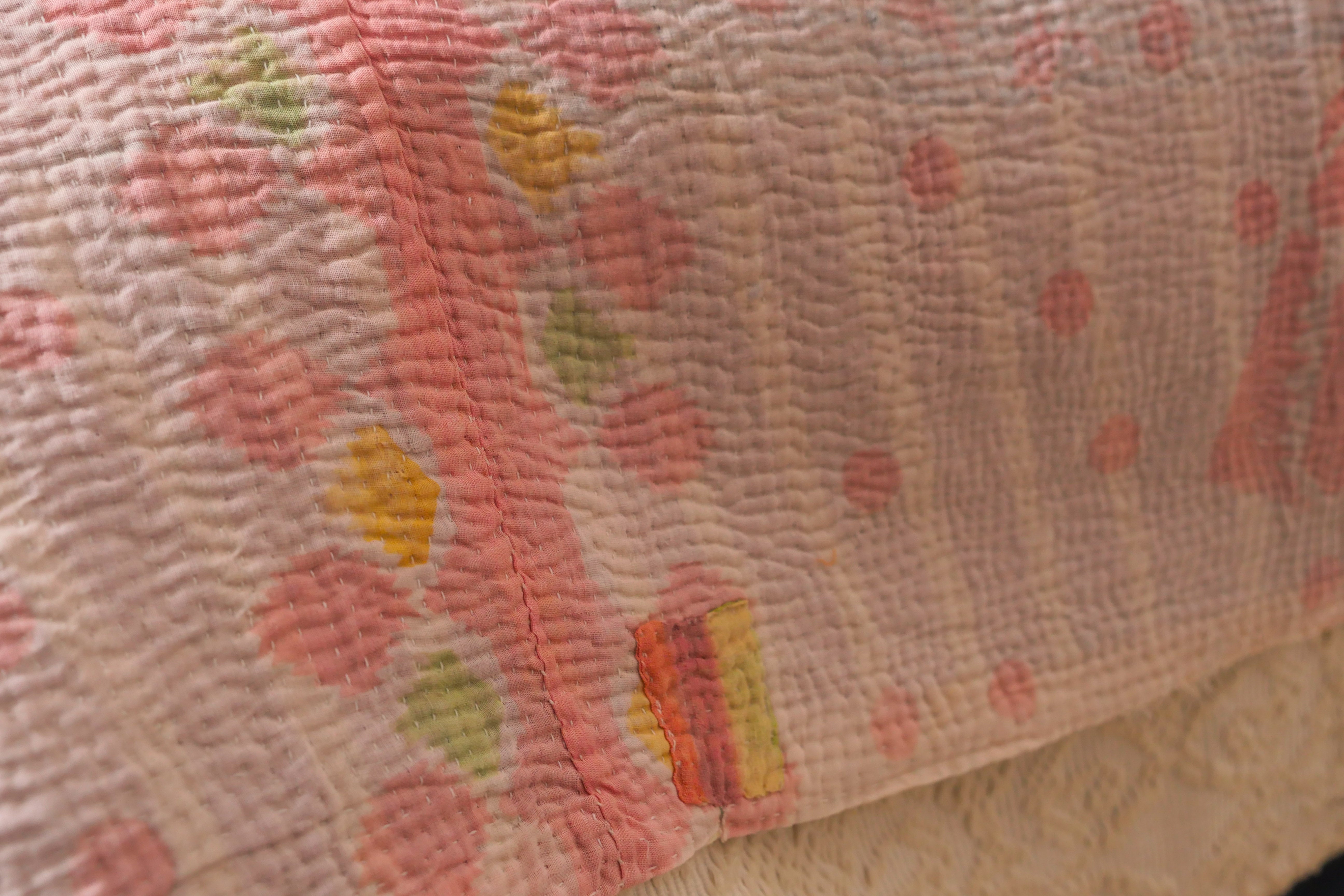 Couvre lit kantha en cotton recyclé