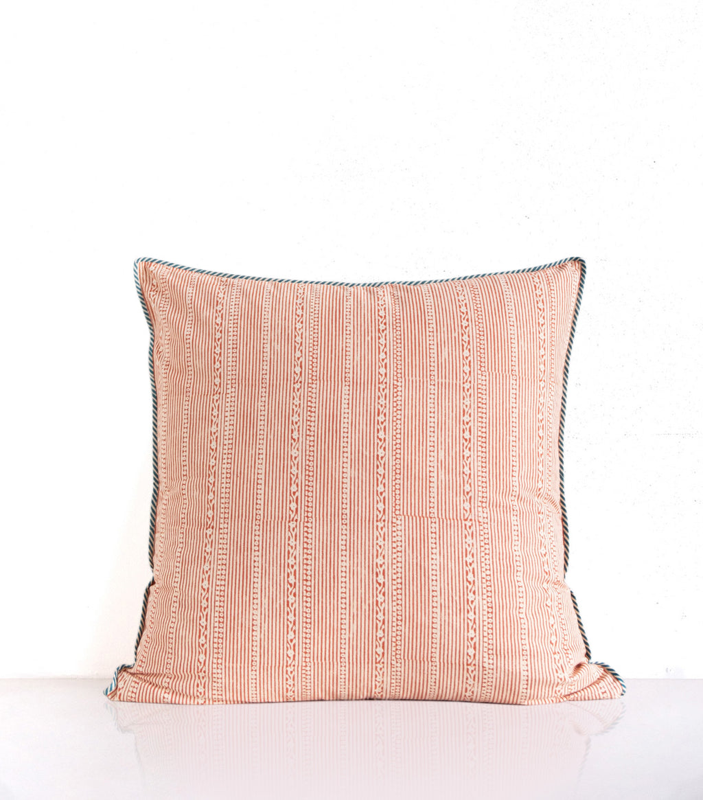 Coussin Pankha Bleu blockprint
