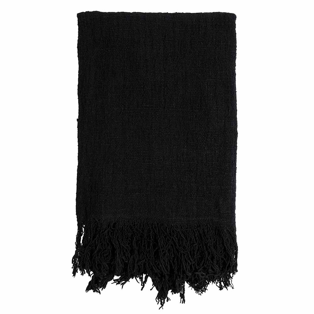Plaid en coton recyclé noir Image principale du produit