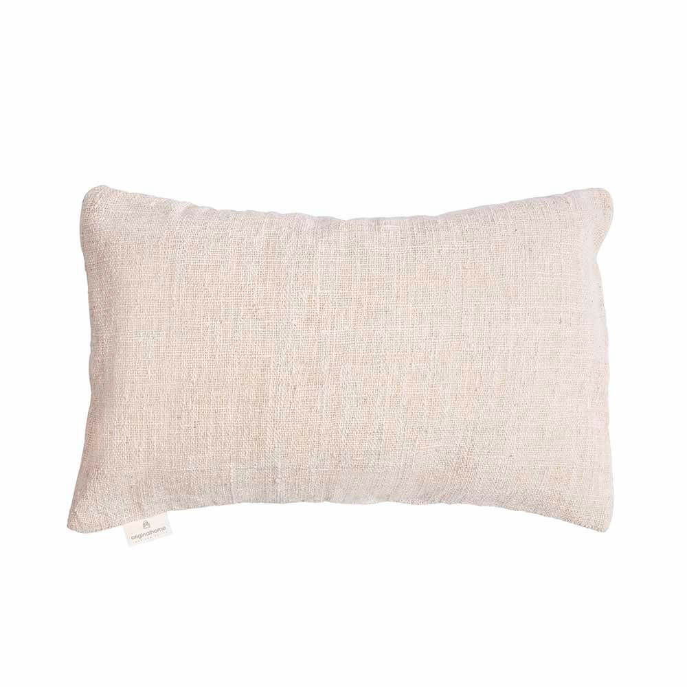 Housse de coussin en coton recyclé, tissé main, blanc, 60x40cm