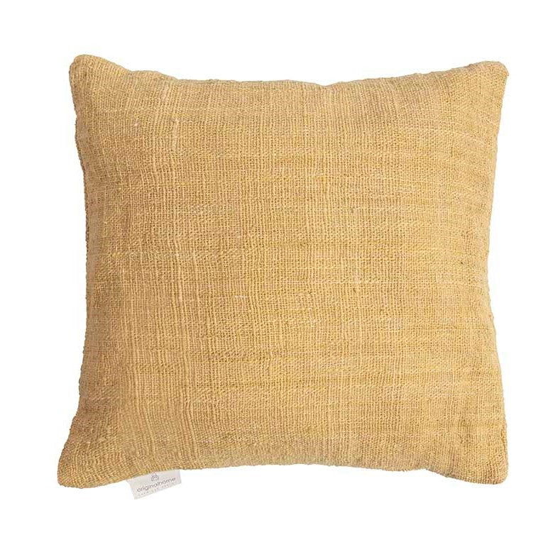 Housse de coussin en coton recyclé tissé main, jaune jute, 50x50cm Image principale du produit