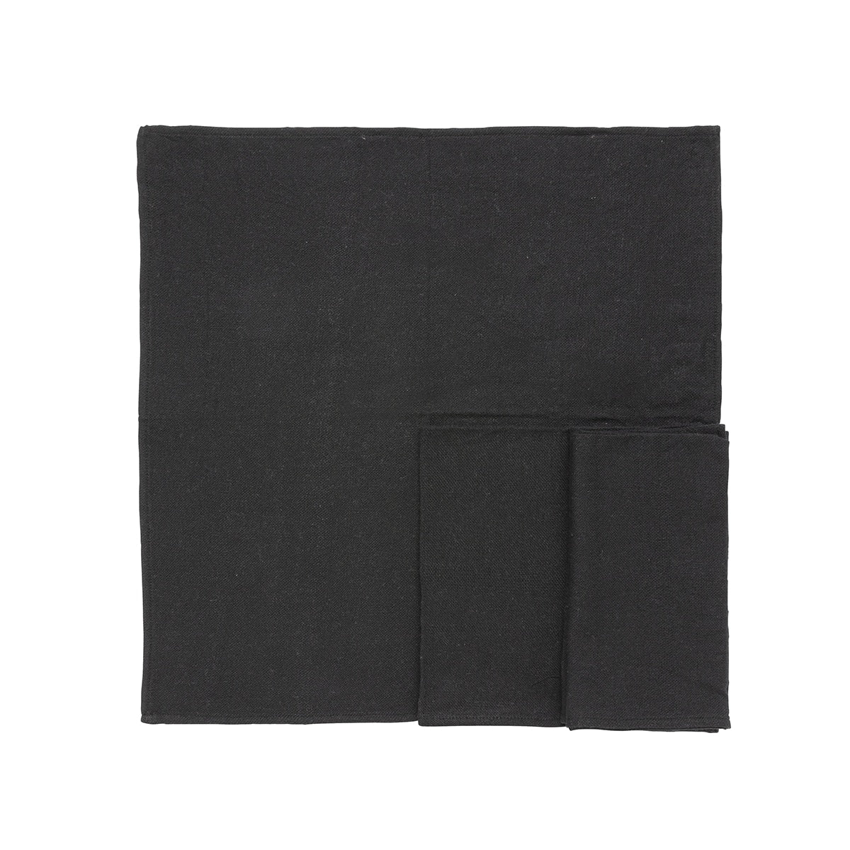Set de 4 serviette de table noir.  Cette serviette de table est fabriquée à partir de fils de coton recyclés et tissés sur un métier à main traditionnel. Ces serviettes de table peuvent être utilisées comme serviette de table ou comme set de table.