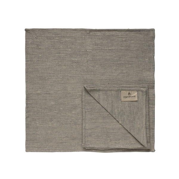 Set de 4 serviettes en coton recyclé khadi gris, tissé main