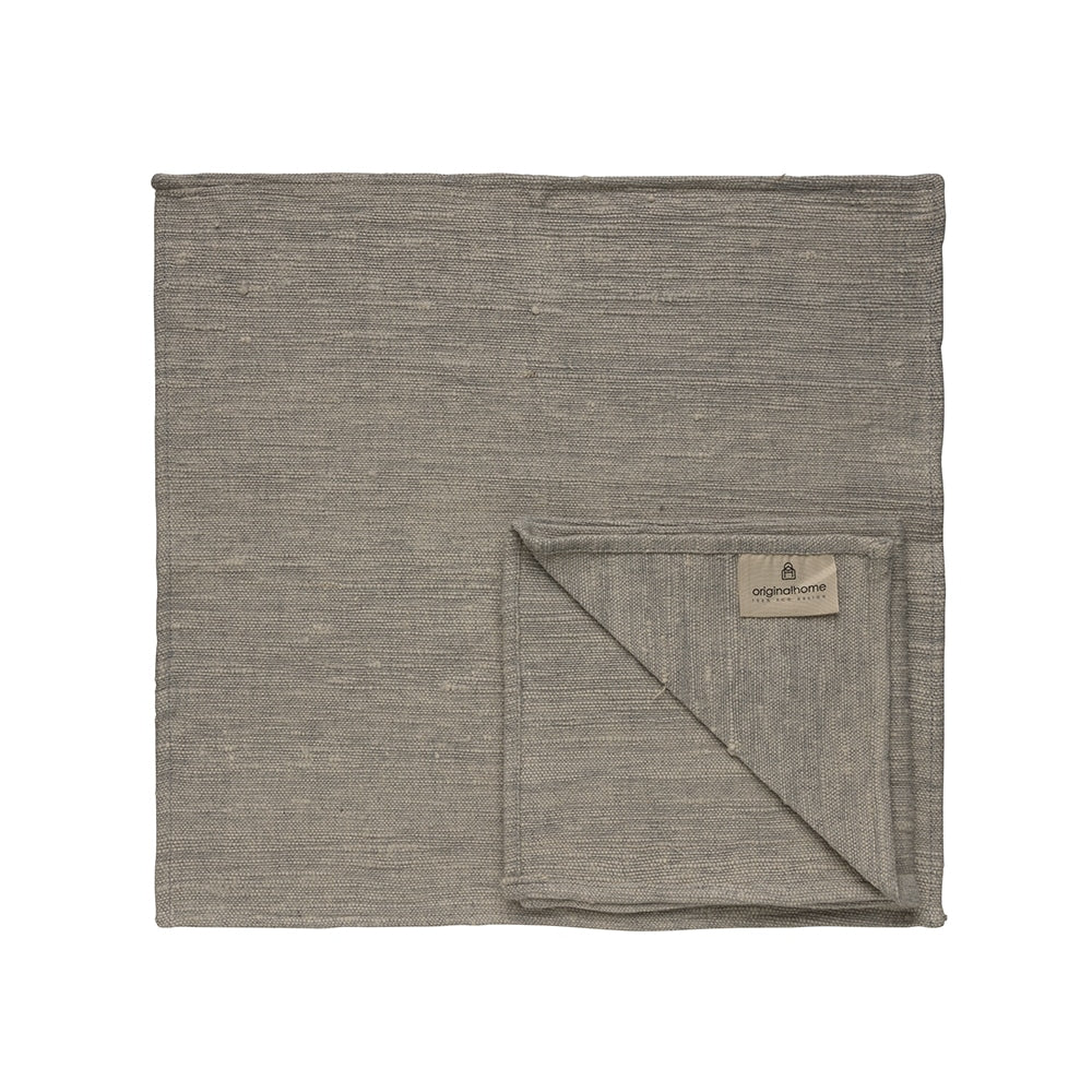 Serviette en coton recyclé khadi gris, tissé main