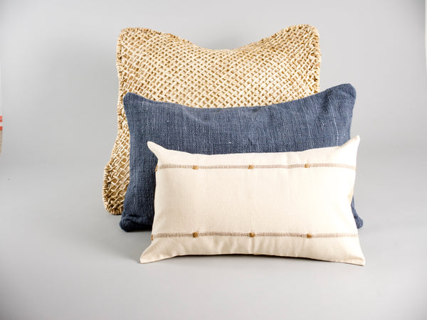 Housse de coussin en coton recyclé, tissé main, gris, 60x40cm