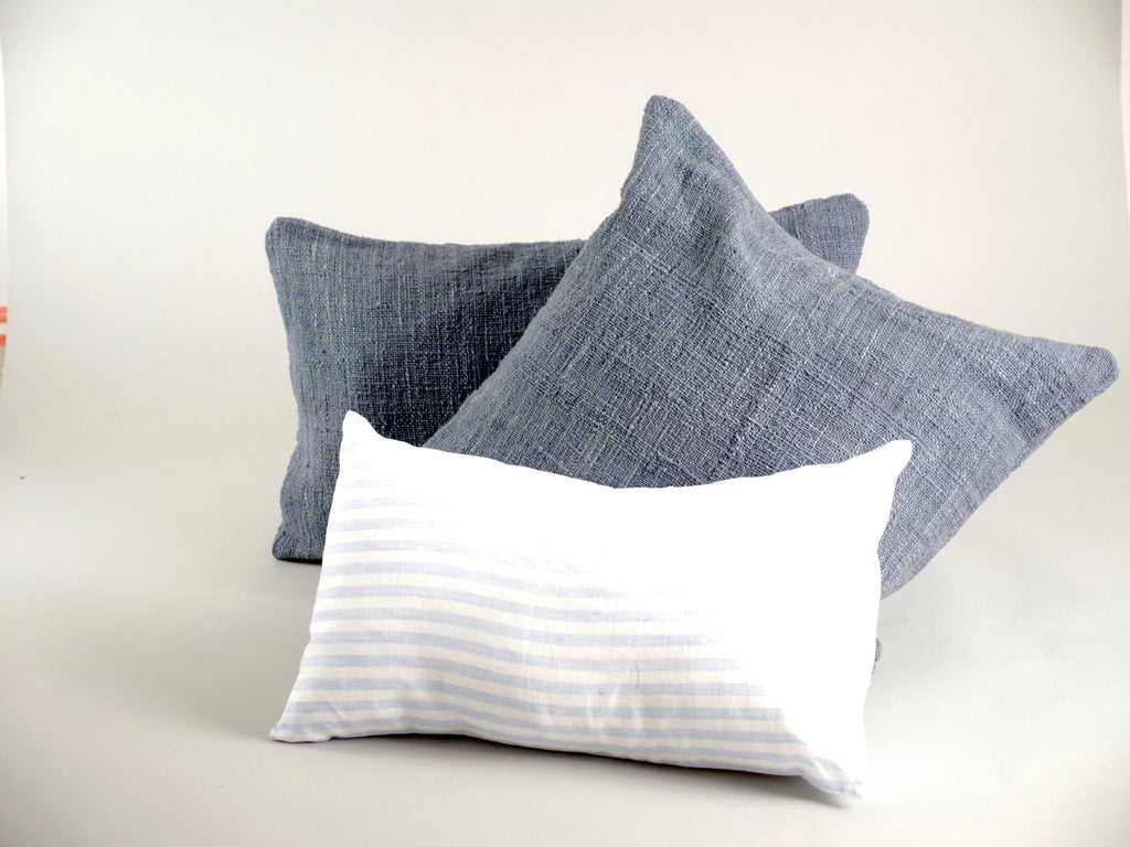 Housse de coussin en coton recyclé, tissé main, gris, 60x40cm